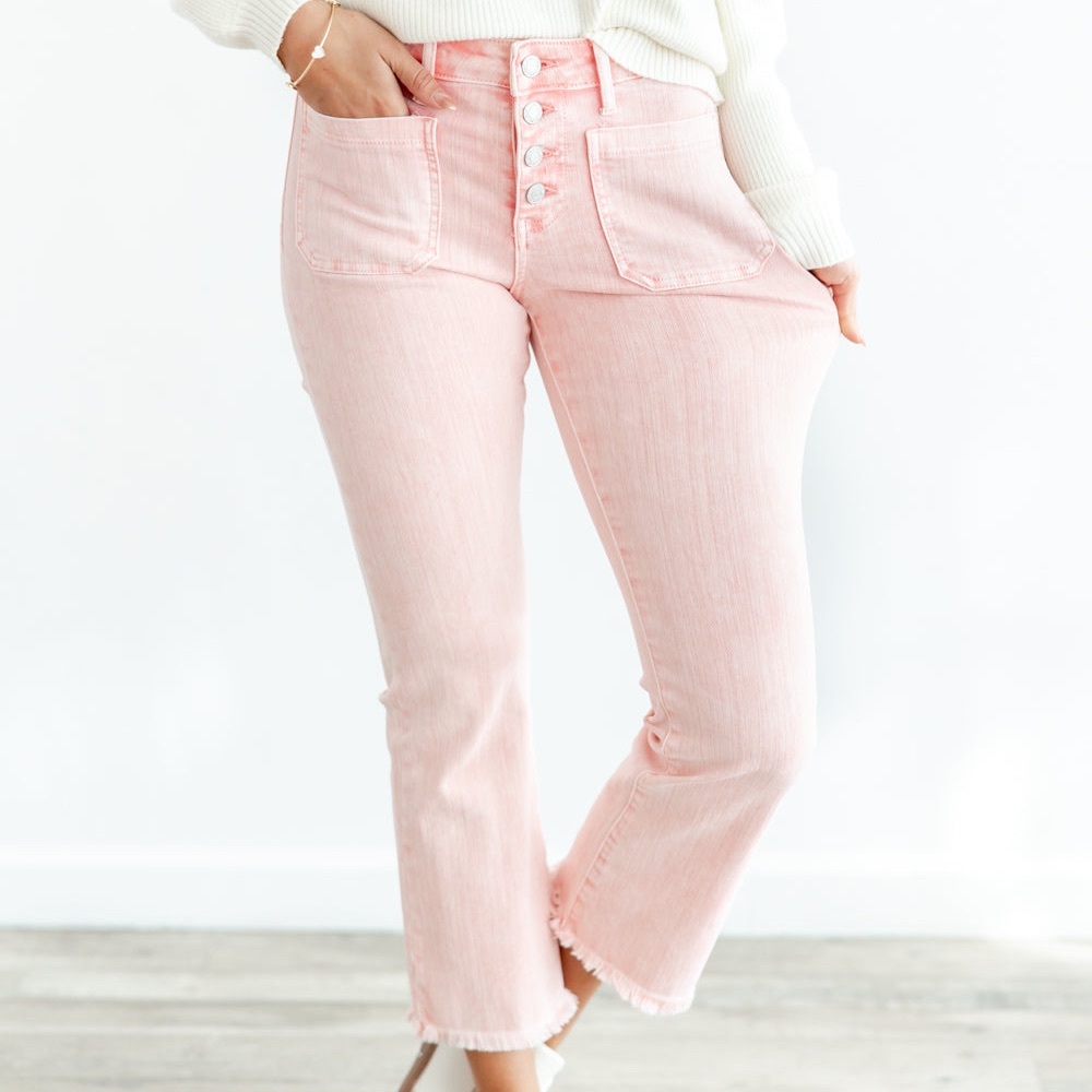 Vervet Bubblegum Blues Light Pink Crop Capris 22W